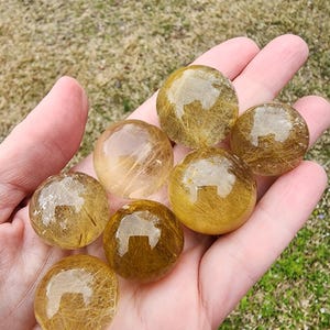 Small Golden Rutilated Quartz Sphere | 22-26mm