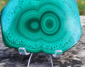 Malachite Slab with Plastic Display Stand