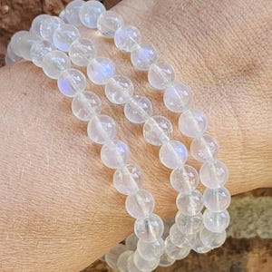 Flashy Blue Moonstone Beaded Bracelet | 5mm | Crystal Bracelet