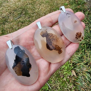 Dendritic Agate Pendant with a Sterling Silver Bail and Optional .925 Sterling Silver Necklace that is 18 inches | Teardrop Pendant