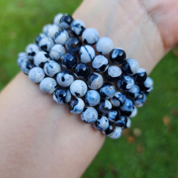 Orca Agate Beaded Bracelet | 8mm Beads