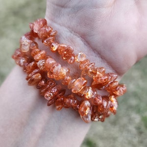Sunstone Beaded Bracelet | 5-8mm Crystal Chip Beads | Crystal Bracelet | Crystal Chips Bracelet