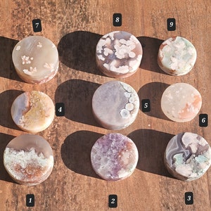 Flower Agate Flat Cylinder