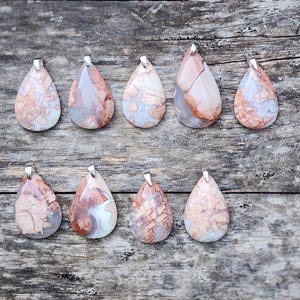 Pink Agate Teardrop Pendant with a Sterling Silver Bail and Optional .925 Sterling Silver Necklace that is 18 inches