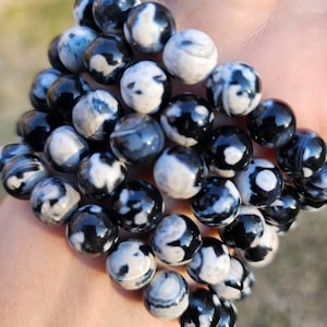 Orca Agate Beaded Bracelet | 10mm Beads