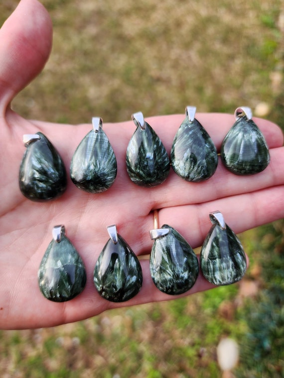 Seraphinite Pendant with S925 Sterling Silver Bail