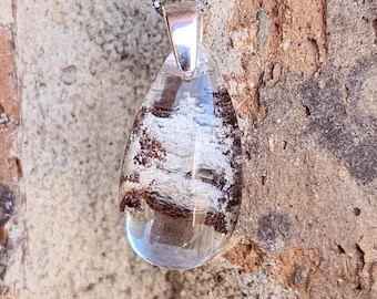 Garden Quartz Sterling Silver Pendant - Landscape Lodolite Necklace