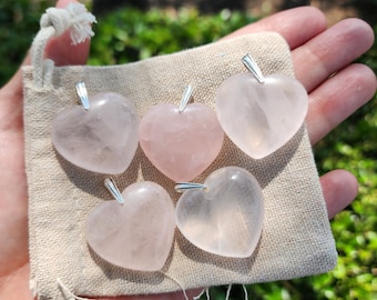 Ice Rose Quartz Heart Pendant | Sterling Silver Bail