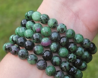 Ruby in Zoisite Beaded Bracelet | 8mm Beads