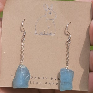 Blue Beryl Crystal Earrings with. 925 Sterling Silver Hooks