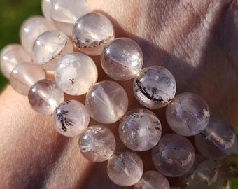 Dendritic Quartz Beaded Bracelet | Tree Agate Stone