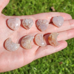 Flower Agate Mini Hearts and Moons | Mini Crystal | Mini Heart | Mini Moon | .8-1 inch