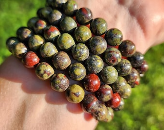 Dragon Bloodstone Beaded Bracelet | 8mm Beads