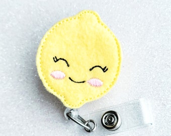 Lemon Badge Holder, Hospital Badge Reel, ID Felt Badge Holder, Nurse Badge Reel, RN, Fruit Badge Reel, Cute Badge Reel, Gift for Nurses