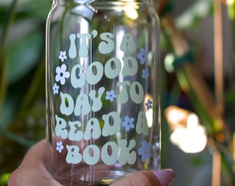 Book Lovers Cup | Iced Coffee Cup For Book Lovers | Glass Cup | Coffee Glass | Iced Coffee Glass | Glass Can | Cute Cup | Chic Cup