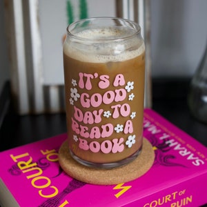 Book Lovers Cup | Iced Coffee Cup For Book Lovers | Glass Cup | Coffee Glass | Iced Coffee Glass | Glass Can | Cute Cup | Chic Cup
