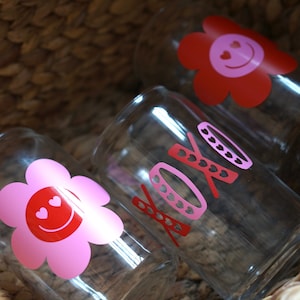 Valentine&#39;s Day Libbey Cups | Beer Shaped Cup | Glass Cup | Positive Themed Cup | Coffee Glass | Iced Coffee Glass | Glass Can | Cute Cup