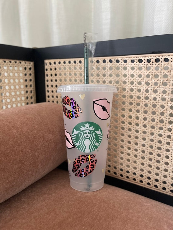 Starbucks Valentines Lips and Hearts Cold Cup Matte Soft Touch 24