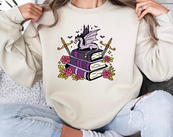 Sudadera de libros de fantasía / Sudadera de lector de fantasía / Sudadera para amantes de los libros / Sudadera para amantes de los libros / Sudadera con cuello redondo para lector de fantasía
