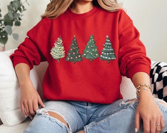 Christmas Trees Sweatshirt | Christmas Tree Crewneck | Christmas Sweater | Christmas Sweatshirt | Cute Christmas Tree |