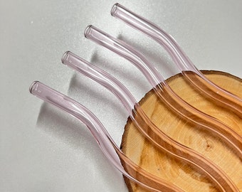 Pink Wavy Glass Straw | Reusable, Eco Friendly