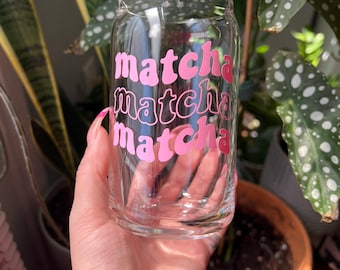 Matcha Glass Cup | Matcha Cup | Libbey Cup | Glass Cup | Coffee Glass | Iced Coffee Glass | Glass Can | Cute Cup | Trendy Glass Cup