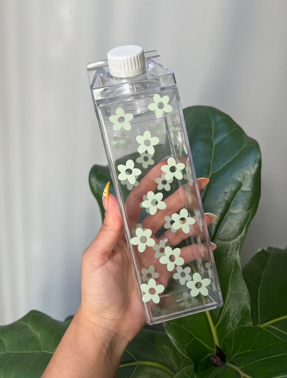 Flower Milk Carton Water Bottle | Flower Water Bottle | Milk Carton Water  Bottle | Milk Carton | Decorated Milk Carton Water Bottle