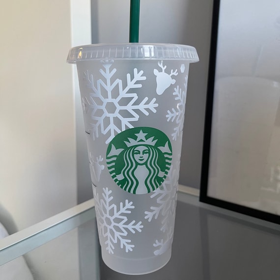 Snowflake Starbucks Venti Cold Cup | Holiday Reindeer Design