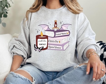 Sudadera de libros de fantasía / Sudadera de lector de fantasía / Sudadera para amantes de los libros / Sudadera para amantes de los libros / Sudadera con cuello redondo para lector de fantasía