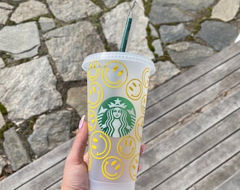 Happy Face Starbucks Venti Cold Cup | Reusable Tumbler