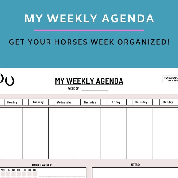 Horse Riding Planner Printable, Horseback Riding Schedule, US Letter ...