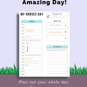 Horse Riding Planner Printable, Horseback Riding Schedule, US Letter ...