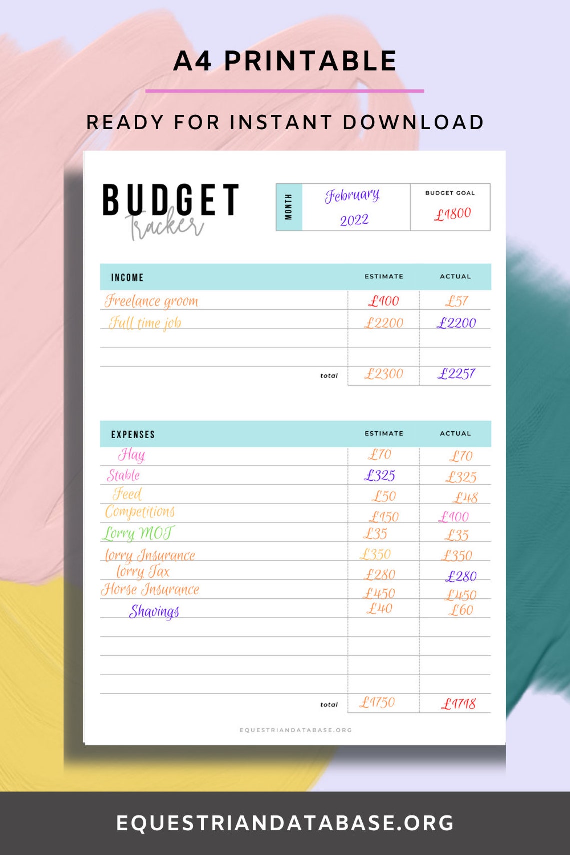 Budget Tracker Printable for Your Savings Goals in Blue - Etsy
