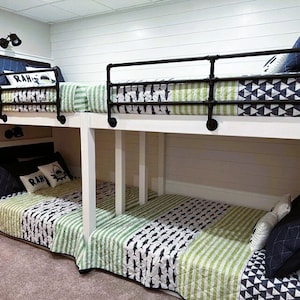 P#1716, 3/4&quot; (OD is 1.05&quot;) Bunk bed Guardrail, Industrial steel pipe. 3 horizontal bars.