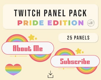 Paquete de paneles Pride / Rainbow, Retro, Streaming Panels, Twitch, Kick, 25 Paneles