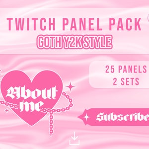 Y2K Goth Twitch Panels: Pink Gothic Stream Package (Digital Download)
