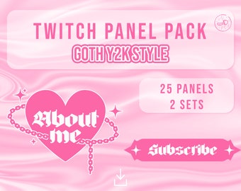 Paneles de Twitch góticos del año 2000: Paquete de transmisión gótico rosa (descarga digital)
