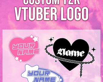 Logotipo de Vtuber Y2K personalizado: logotipo de texto en streaming