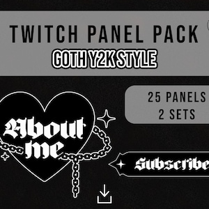 Gothic Y2K Twitch Panels: Black Streaming Panel Package (Digital Download)