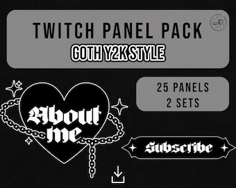 Paneles góticos de Twitch sobre el Y2K: Paquete de paneles de transmisión en negro (descarga digital)