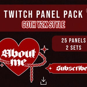 Twitch Gothic Y2K Panel Package | Y2K Goth Style | 2 Sets | Oldschool, Red, Gothic, Streaming Panels, 50 Panels for Twitch
