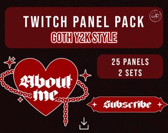 Paneles góticos de Twitch sobre el Y2K: Paquete de paneles de transmisión rojos (descarga digital)