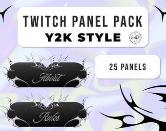 Paneles de Twitch Y2K: Llamas cromadas, estilo E-Girl (25 paneles) (Descarga digital)