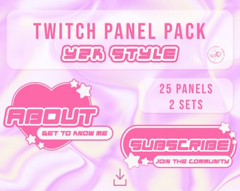 Paneles de Twitch rosados Y2K: conjunto de gráficos de transmisión (descarga digital)