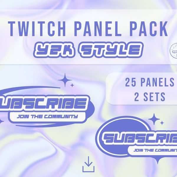 Twitch Y2K Panel Package | Y2K Style | 2 Sets | Oldschool, Purple, Streaming Panels,  50 Panels for Twitch