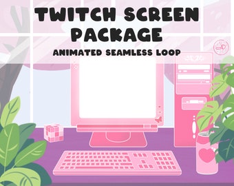 Paquete de pantallas de transmisión animadas Y2K, superposiciones de juegos retro para Twitch y otras plataformas de transmisión