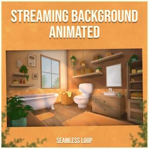 Vtuber Animated Streaming Background / Be Right Back Screen - Seamless Loop Funny Bathroom Screen for Streamer and YouTuber