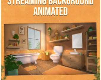 Fondo de transmisión de Vtuber con baño animado - Bucle continuo (descarga digital MP4)