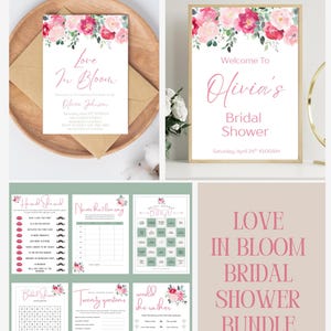 Bridal Shower Bundle Love In Bloom Editable Invitation Wildflower Bridal Shower Sign Wedding Games Canva Template Floral Printable Download