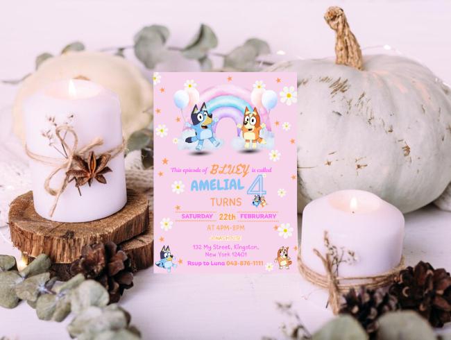 Celebrate your kiddo’s big day with this Bluey Birthday Invitation